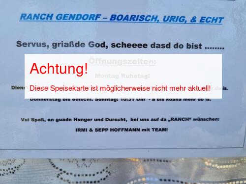 Speisekarte von Ranch Biergarten Seite 01